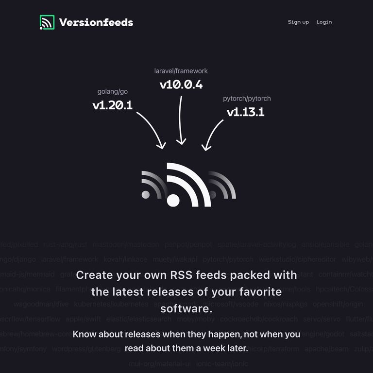 Versionfeeds screenshot